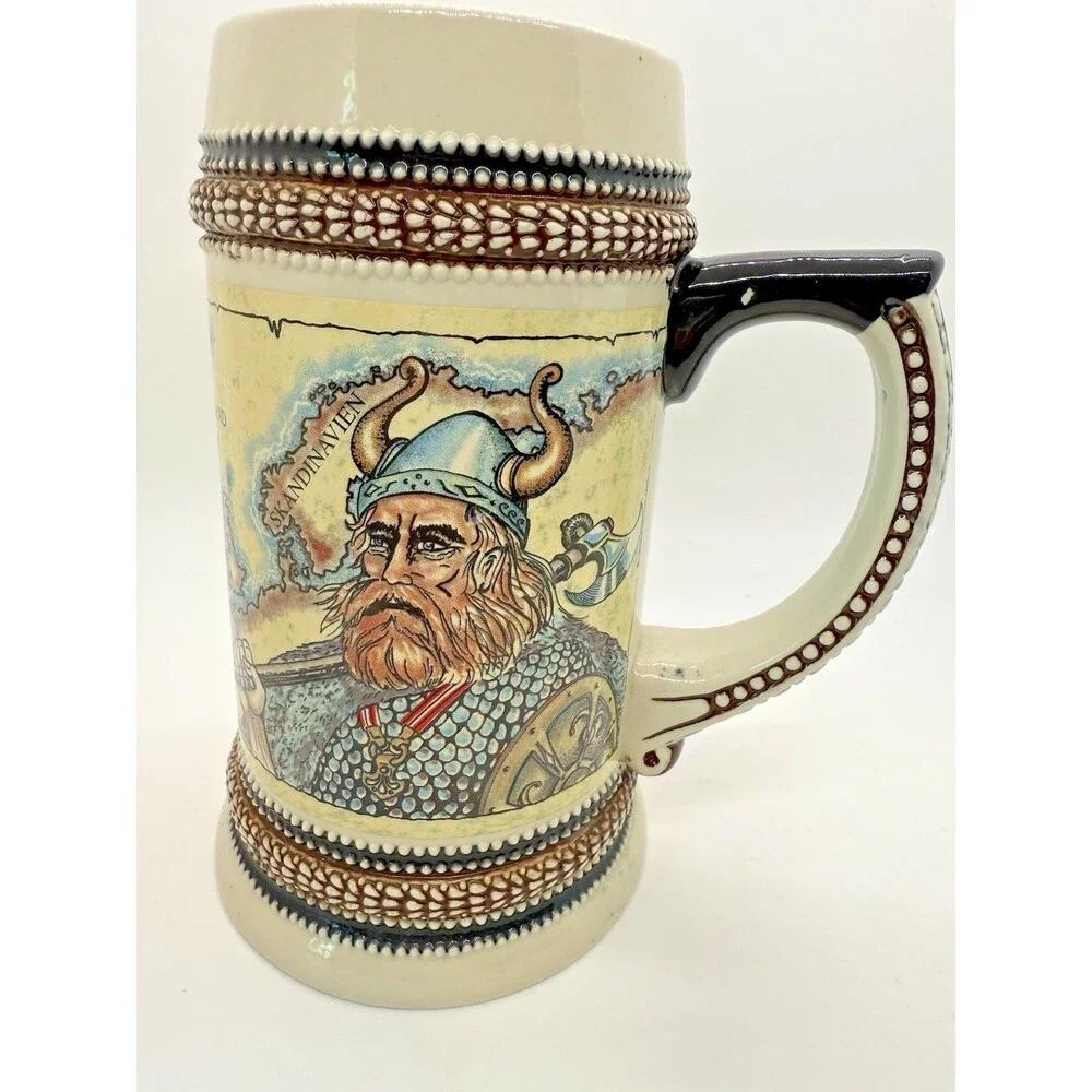 Leif Eriksson German Beer Stein 16oz Viking‎ Neue Welt New World Vintage